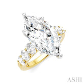 1 1/4 Ctw Marquise Shape Oval and Round Cut Diamond Semi-Mount Engagement Ring in 14K Yellow and White Gold