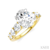1 1/5 Ctw Oval Shape Round Cut Diamond Semi-Mount Engagement Ring in 14K Yellow and White Gold