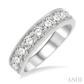 1 1/2 Ctw Round Cut Diamond Wedding Band in 14K White Gold