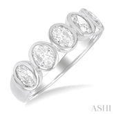 1 1/2 Ctw 5-Stone Bezel Set Oval Cut Diamond Fashion Band in 14K White Gold