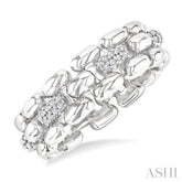 1/10 Ctw Bold Panther Link Single Cut Diamond Fashion Ring in Sterling Silver