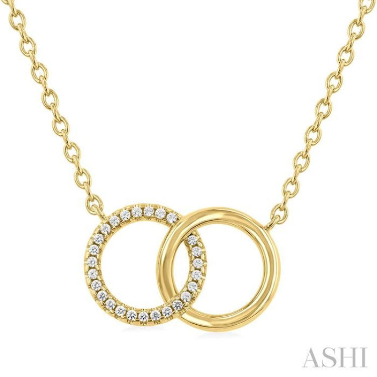 1/10 Ctw Interlocked Circle Single Cut Diamond Fashion Petite Pendant With Chain in 10K Yellow Gold 1/10 Ctw Interlocked Circle Single Cut Diamond Fashion Petite Pendant With Chain in 10K Yellow Gold