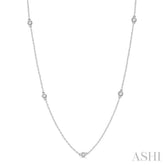 1/3 Ctw Round Cut Diamond Station Necklace in 14K White Gold