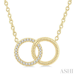 1/10 Ctw Single Cut Diamond Interlocked Circle Fashion Petite Pendant With Chain in 10K Yellow Gold 1/10 Ctw Single Cut Diamond Interlocked Circle Fashion Petite Pendant With Chain in 10K Yellow Gold