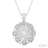 1/20 Ctw Snowflake Round Cut Diamond Fashion Pendant with Chain in Sterling Silver