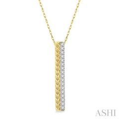 1/6 Ctw Pyramid Round Cut Diamond Bar Pendant With Chain in 14K Yellow Gold 1/6 Ctw Pyramid Round Cut Diamond Bar Pendant With Chain in 14K Yellow Gold