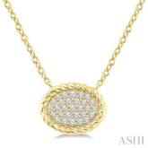 1/5 Ctw Pave Set Oval Shape Round Cut Diamond Fashion Pendant With Chain in 10K Yellow Gold