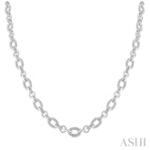 1/4 Ctw Single Cut Diamond Bold Oval Shape Rope Link Necklace in Sterling Silver