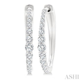 1/2 Ctw Round Cut Diamond Graduated Riviera Hoop Earrings in 14K White Gold