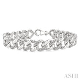 1/6 Ctw Single Cut Diamond Curb & Cuban Bracelet in Sterling Silver
