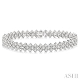 10 Ctw Chevron Link Round Cut Diamond Tennis Bracelet in 14K White Gold