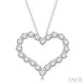 3 Ctw Heart Shape Round Cut Diamond Pendant With Chain in 14K White Gold