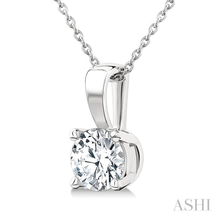 1 Ctw Prong Set Round Cut Diamond Solitaire Pendant With Chain in 14K White Gold 1 Ctw Prong Set Round Cut Diamond Solitaire Pendant With Chain in 14K White Gold