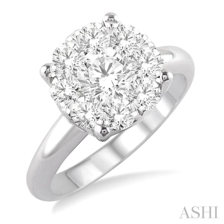 1 1/2 Ctw Lovebright Round Cut Diamond Ring in 14K White Gold 1 1/2 Ctw Lovebright Round Cut Diamond Ring in 14K White Gold