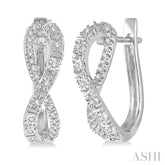 1/6 Ctw Entwined Round Cut Diamond Hoop Earrings in 10K White Gold
