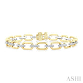 1/3 Ctw Round Cut Diamond Bold Octagonal Shape Link Bracelet in 10K Yellow and White Gold