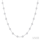 5 Ctw Bezel Set Round Cut Diamond Station Necklace in 14K White Gold