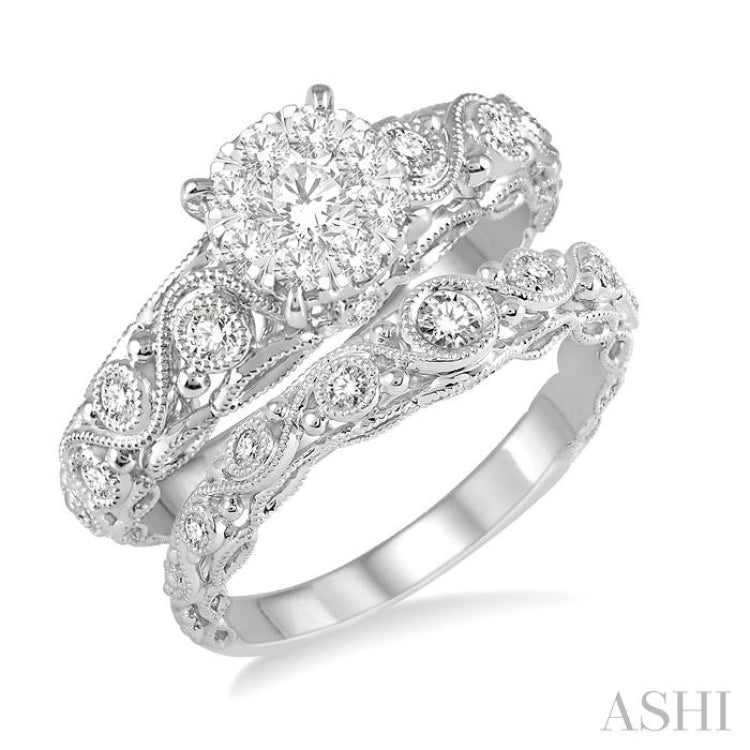 5/8 Ctw Diamond Lovebright Wedding Set with 1/2 Ctw Engagement Ring and 1/6 Ctw Wedding Band in 14K White Gold 5/8 Ctw Diamond Lovebright Wedding Set with 1/2 Ctw Engagement Ring and 1/6 Ctw Wedding Band in 14K White Gold