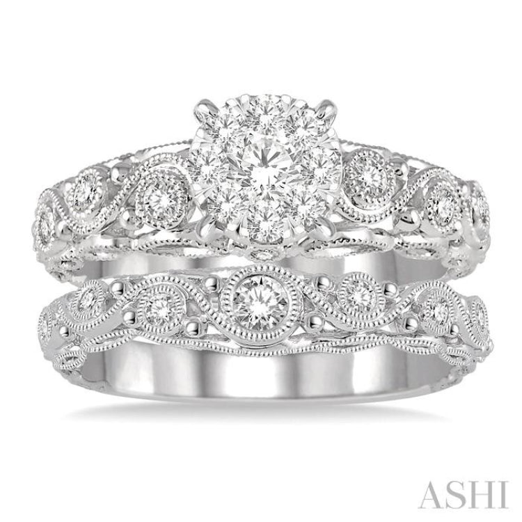 5/8 Ctw Diamond Lovebright Wedding Set with 1/2 Ctw Engagement Ring and 1/6 Ctw Wedding Band in 14K White Gold 5/8 Ctw Diamond Lovebright Wedding Set with 1/2 Ctw Engagement Ring and 1/6 Ctw Wedding Band in 14K White Gold