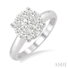 1 Ctw Round Cut Lovebright Diamond Ring in 14K White Gold 1 Ctw Round Cut Lovebright Diamond Ring in 14K White Gold