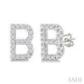 1/8 Ctw Initial 'B' Single Cut Diamond Earrings in 10K White Gold