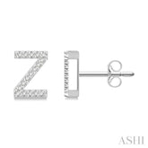 1/10 Ctw Initial 'Z' Round Cut Diamond Earrings in 10K White Gold