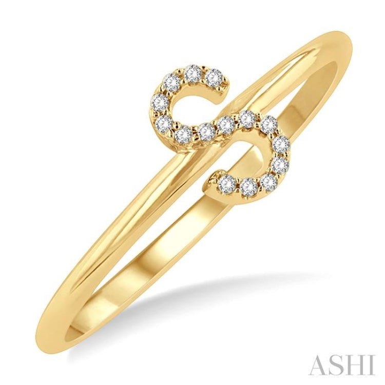 1/20 Ctw Initial 'S' Round Cut Diamond Fashion Ring in 10K Yellow Gold 1/20 Ctw Initial 'S' Round Cut Diamond Fashion Ring in 10K Yellow Gold
