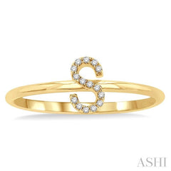 1/20 Ctw Initial 'S' Round Cut Diamond Fashion Ring in 10K Yellow Gold 1/20 Ctw Initial 'S' Round Cut Diamond Fashion Ring in 10K Yellow Gold