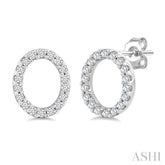 1/10 Ctw Initial 'O' Round Cut Diamond Earrings in 10K White Gold