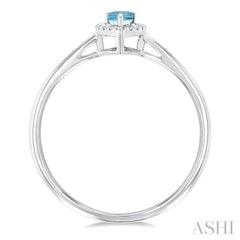 5x3 MM Pear Shape Aquamarine and 1/20 Ctw Single Cut Diamond Halo Semi-Precious Ring in 10K White Gold 5x3 MM Pear Shape Aquamarine and 1/20 Ctw Single Cut Diamond Halo Semi-Precious Ring in 10K White Gold
