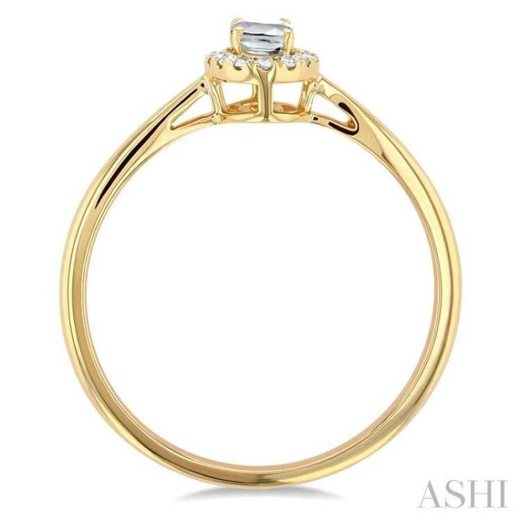 5x3 MM Oval Shape White Topaz and 1/20 Ctw Single Cut Diamond Halo Semi-Precious Ring in 14K Yellow Gold 5x3 MM Oval Shape White Topaz and 1/20 Ctw Single Cut Diamond Halo Semi-Precious Ring in 14K Yellow Gold