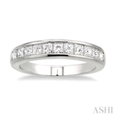 1 Ctw Princess Cut Diamond Wedding Band in 14K White Gold