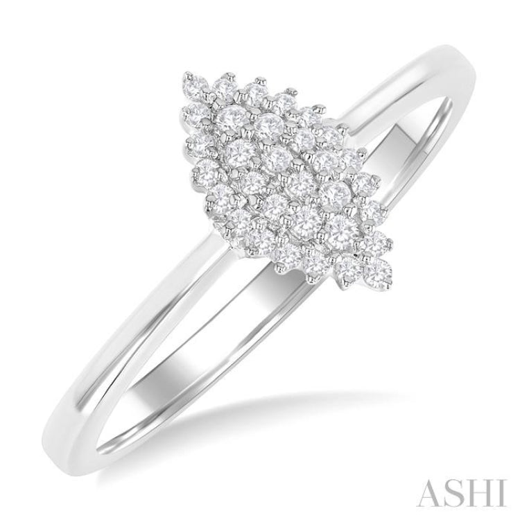 1/6 Ctw Petite Marquise Shape Round Cut Diamond Cluster Fashion Ring in 10K White Gold 1/6 Ctw Petite Marquise Shape Round Cut Diamond Cluster Fashion Ring in 10K White Gold