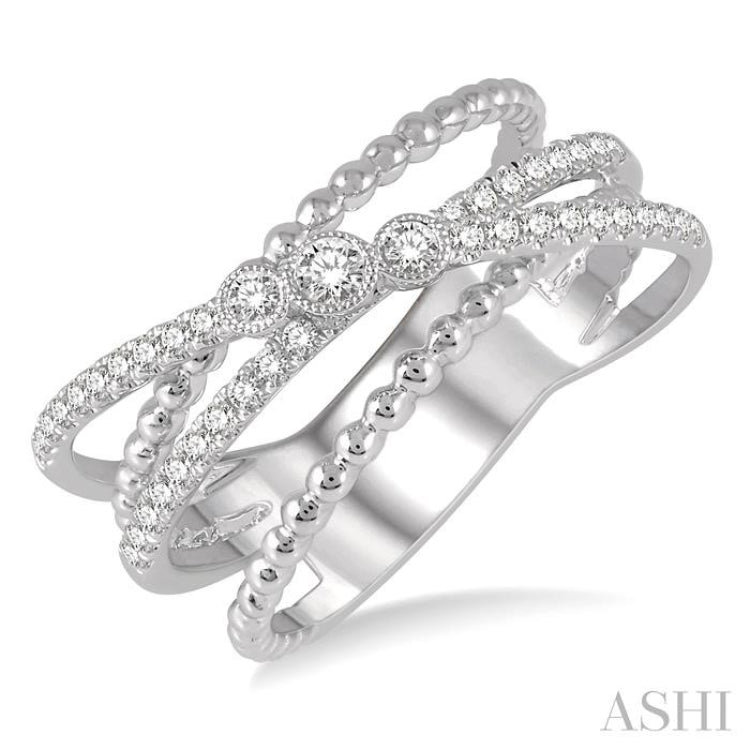 1/3 Ctw Cris-Cross Layered Diamond Fashion Ring in 14K White Gold 1/3 Ctw Cris-Cross Layered Diamond Fashion Ring in 14K White Gold
