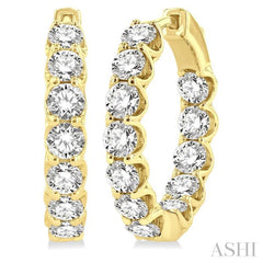 4 Ctw Inside-Out Round Cut Diamond Hoop Earrings in 14K Yellow Gold 4 Ctw Inside-Out Round Cut Diamond Hoop Earrings in 14K Yellow Gold