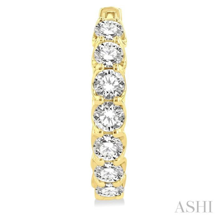 4 Ctw Inside-Out Round Cut Diamond Hoop Earrings in 14K Yellow Gold 4 Ctw Inside-Out Round Cut Diamond Hoop Earrings in 14K Yellow Gold