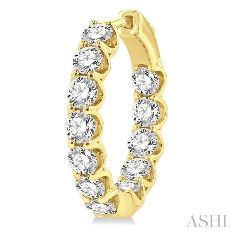 4 Ctw Inside-Out Round Cut Diamond Hoop Earrings in 14K Yellow Gold 4 Ctw Inside-Out Round Cut Diamond Hoop Earrings in 14K Yellow Gold