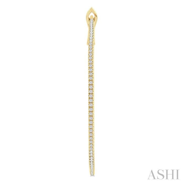3/4 Ctw Inside & Outside Round Cut Diamond Hoop Earring in 14K Yellow Gold 3/4 Ctw Inside & Outside Round Cut Diamond Hoop Earring in 14K Yellow Gold