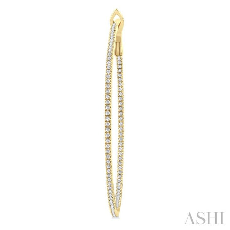 3/4 Ctw Inside & Outside Round Cut Diamond Hoop Earring in 14K Yellow Gold 3/4 Ctw Inside & Outside Round Cut Diamond Hoop Earring in 14K Yellow Gold