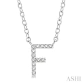 1/20 Ctw Initial 'F' Round Cut Diamond Pendant With Chain in 10K White Gold