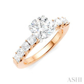 7/8 Ctw Round Shape Princess and Round Cut Diamond Semi-Mount Engagement Ring in 14K Rose and White Gold