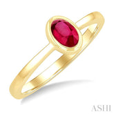 6X4 MM Oval Shape Ruby Precious Solitaire Ring in 14K Yellow Gold
