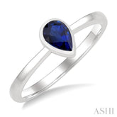 6X4 MM Pear Shape Sapphire Precious Solitaire Ring in 14K White Gold