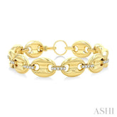 5/8 Ctw Bold Mariner Link Round Cut Diamond Aeris Gold Fashion Bracelet in 14K Yellow Gold