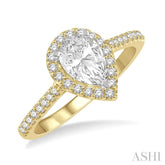 3/8 Ctw Pear Shape Diamond Ladies Engagement Ring with 1/4 Ct Pear Cut Center Stone in 14K Yellow and White Gold