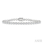 4 Ctw Round Cut Diamond Illusion Tennis Bracelet in 14K White Gold