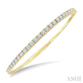 3 Ctw Round Cut Diamond Halfway Graduated Flex Bangle in 14K Yellow Gold