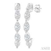 3/4 Ctw Marquise Cut Diamond Fashion Half Hoop Earrings in 14K White Gold