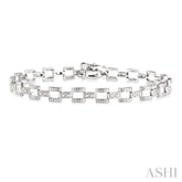 1/4 Ctw Round Cut Diamond Bar Link Bracelet in 10K White Gold