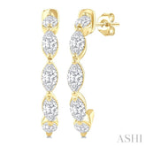 3/4 Ctw Marquise Cut Diamond Fashion Half Hoop Earrings in 14K Yellow Gold